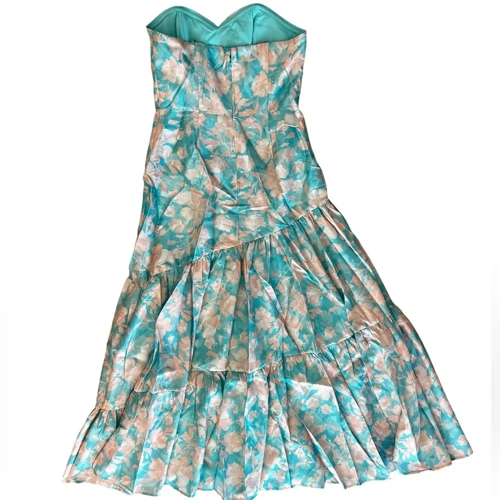 Hutch Anthropologie Phoebe Floral Strapless Maxi Cocktail Dress Womens 2 NWT
